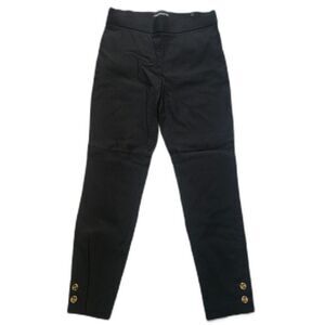 Counterparts Black Ankle Pants Gold Tortoiseshell Button Detail Slim Fit Slacks